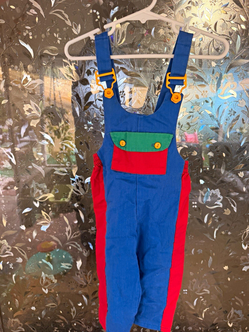 Playskool Vintage Colorblock Corduroy Overall One-Piece 2T Blue/Red/Green